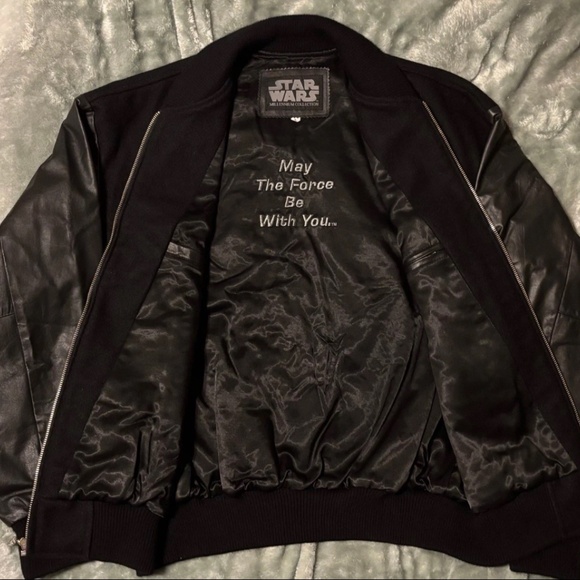 STAR WARS MILLENNIUM COLLECTION BOMBER JACKET, LEATHER WOOL SIZE L RARE VINTAGE - Picture 4 of 6